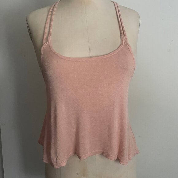 Peach Strappy Back Cropped Tank Top - Picture 1 of 3